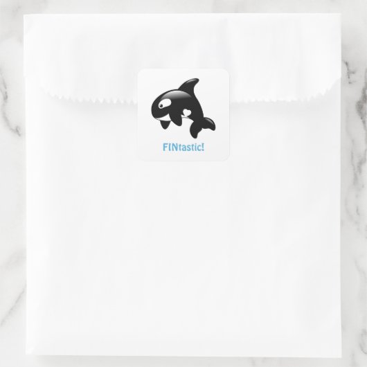 Niedlich Little Orca FINtastic (Fantastisch) Quadratischer Aufkleber (Tasche)