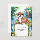Niedlich Little Otter Geburtstag Dankeskarte (Vorne/Hinten)