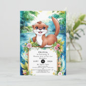 Niedlich Little Otter Geburtstag Einladung (Stehend Vorderseite)