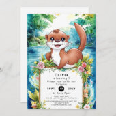 Niedlich Little Otter Geburtstag Einladung (Vorne/Hinten)