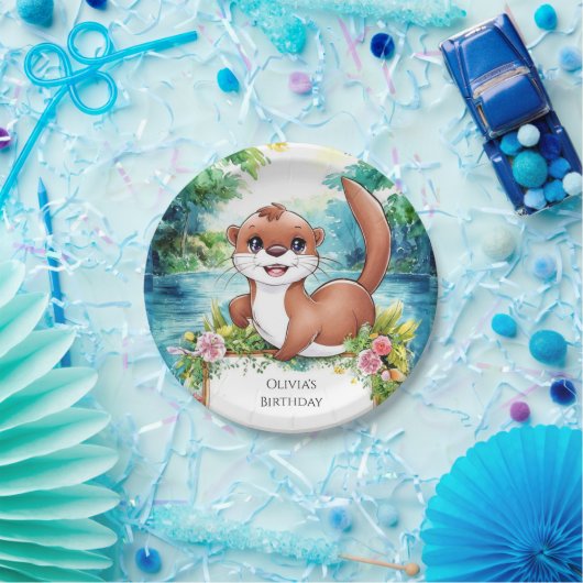 Niedlich Little Otter Geburtstag Pappteller (Party)