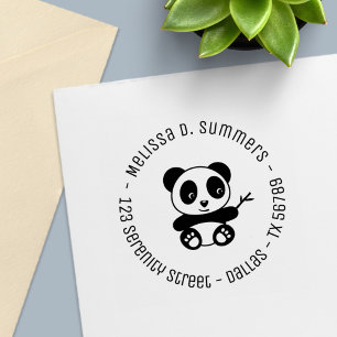 Niedlich Little Panda Bamboo Runde Rede 2 Permastempel