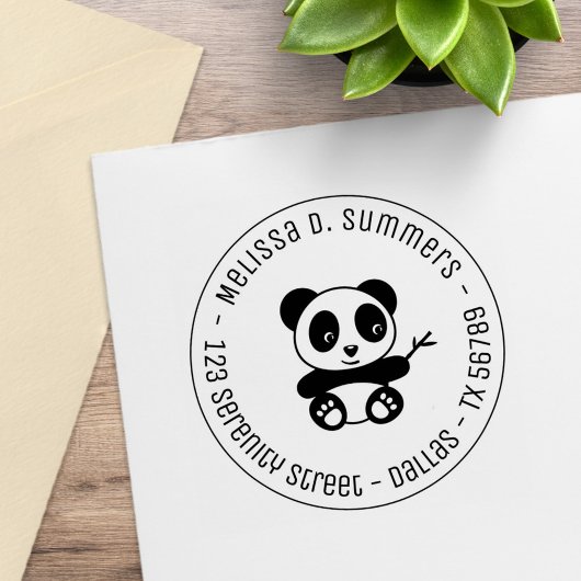 Niedlich Little Panda Bamboo Runde Rede 3 Gummistempel