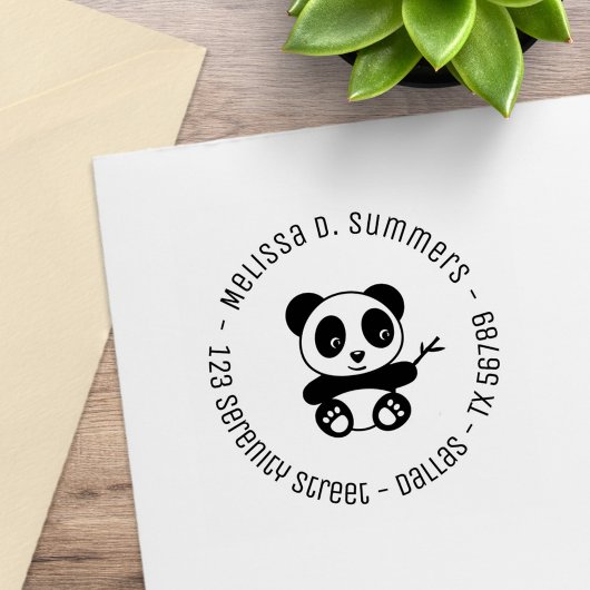 Niedlich Little Panda Bamboo Runde Rede 4 Gummistempel
