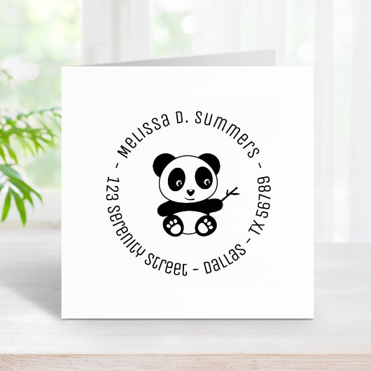 Niedlich Little Panda Bamboo Runde Rede 4 Gummistempel