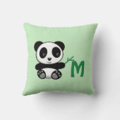 Niedlich Little Panda Bamboo Stick Monogram Green Kissen (Rückseite)
