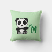 Niedlich Little Panda Bamboo Stick Monogram Green Kissen (Vorderseite)
