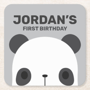 Niedlich Little Panda Bear Geburtstag Rechteckiger Pappuntersetzer