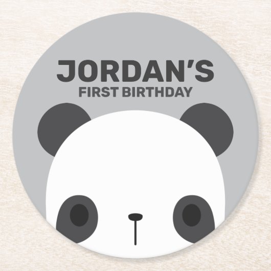 Niedlich Little Panda Bear Geburtstag Runder Pappuntersetzer (Vorderseite)