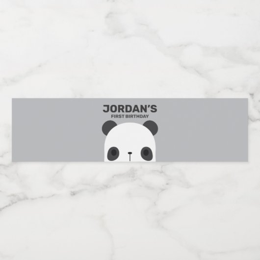 Niedlich Little Panda Bear Geburtstag Wasserflaschenetikett (Einzelnes Label)