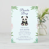 Niedlich Little Panda Boy Baby Dusche Einladung (Stehend Vorderseite)