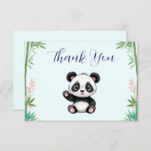 Niedlich Little Panda Greenery Babydusche Dankeskarte (Vorne/Hinten)