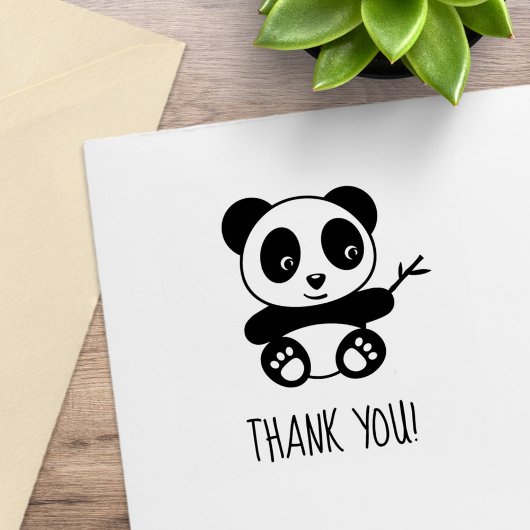 Niedlich Little Panda Holding a Bamboo Stick Viele Gummistempel