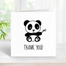 Niedlich Little Panda Holding a Bamboo Stick Viele Gummistempel