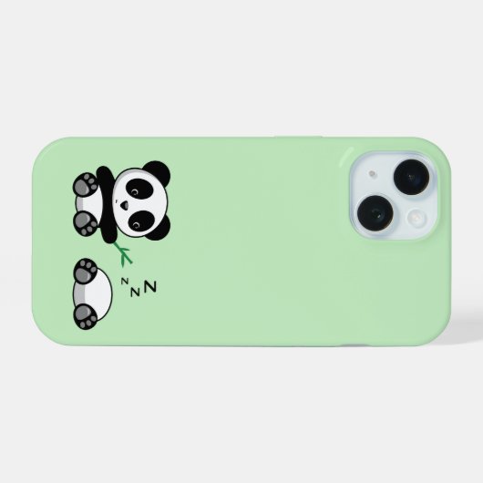 Niedlich Little Pandas auf Green iPhone 15 Hülle (Rückseite (Horizontal))