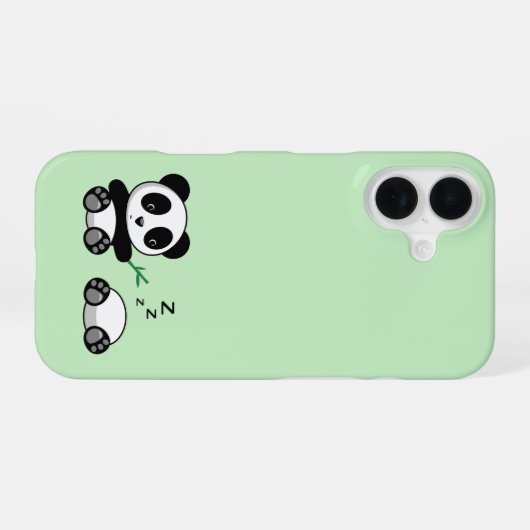 Niedlich Little Pandas auf Green iPhone 16 Hülle (Rückseite (Horizontal))