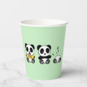 Niedlich Little Pandas auf Green Pappbecher (Rückseite)