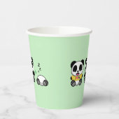 Niedlich Little Pandas auf Green Pappbecher (Links)