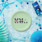 Niedlich Little Pandas auf Green Pappteller (Party)