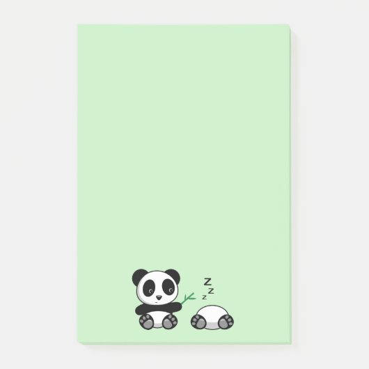 Niedlich Little Pandas auf Green Post-it Klebezettel (Vorderseite)