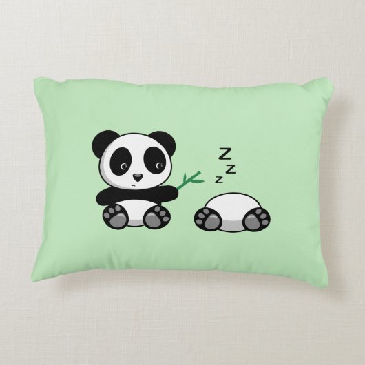 Niedlich Little Pandas auf Green Zierkissen (Rückseite)