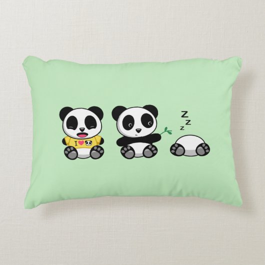 Niedlich Little Pandas auf Green Zierkissen (Vorderseite)