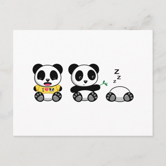 Niedlich Little Pandas auf White Postkarte (Vorderseite)
