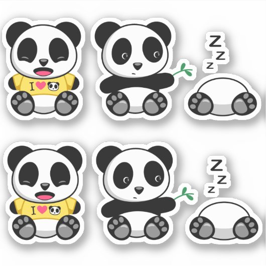 Niedlich Little Pandas Aufkleber (Vorderseite)