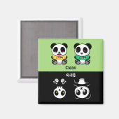 Niedlich Little Pandas Clean Dirty Green Magnet (Vorderseite/Rückseite)