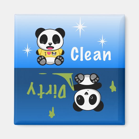 Niedlich Little Pandas Clean Dirty Magnet (Vorne)