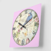 Niedlich Little Pastel Blue Bird Quadratische Wanduhr (Winkel)