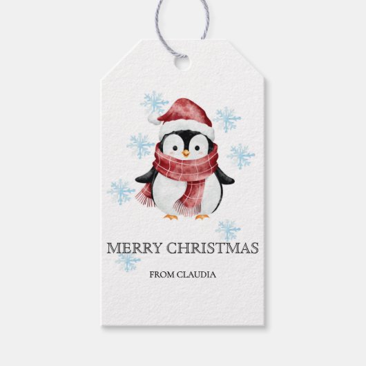 Niedlich Little Penguin Personalisiertes Weihnacht Geschenkanhänger (Vorderseite)