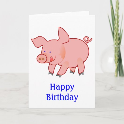 Niedlich Little Pig Geburtstag Karte (Vorderseite)