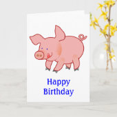 Niedlich Little Pig Geburtstag Karte (Gelbe Blume)