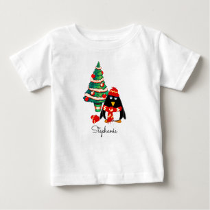 Niedlich Little Pinguin Individuelle Name Weihna Baby T-shirt