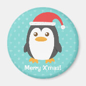 Niedlich Little Pinguin Weihnachtsmannmütze Weihna Magnet (Vorne)
