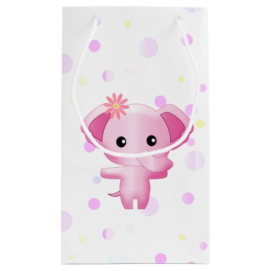 Niedlich Little Pink Baby Elephant Kleine Geschenktüte (Rückseite)