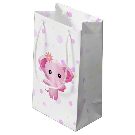 Niedlich Little Pink Baby Elephant Kleine Geschenktüte (Rückseite Schrägansicht)