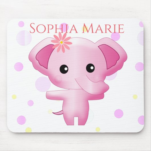 Niedlich Little Pink Baby Elephant Mousepad (Vorne)