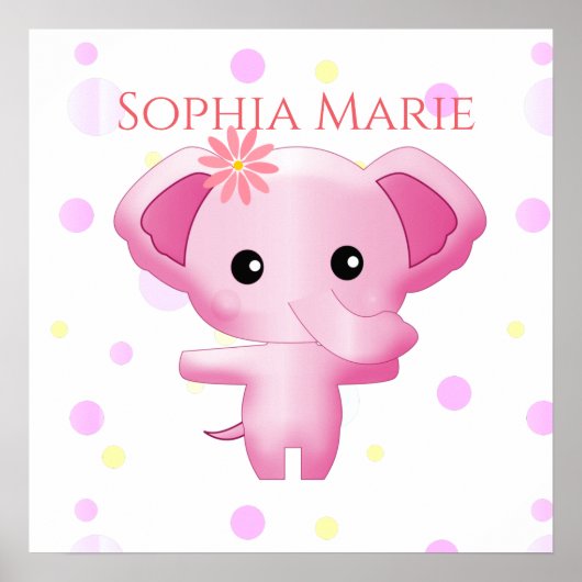 Niedlich Little Pink Baby Elephant Poster (Vorne)