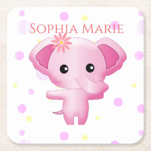 Niedlich Little Pink Baby Elephant Rechteckiger Pappuntersetzer