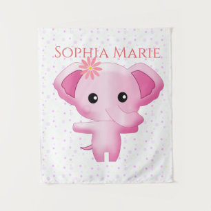 Niedlich Little Pink Baby Elephant Wandteppich