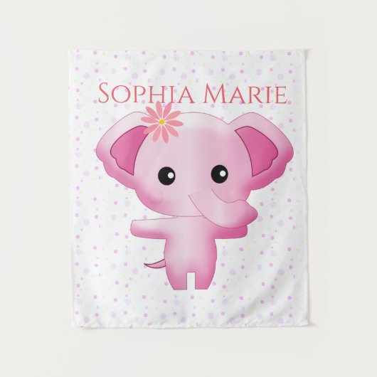 Niedlich Little Pink Baby Elephant Wandteppich (Vorderseite)