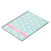 Niedlich Little Pink Bunnies Aqua Green Kids Noteb Notizblock (Linke Seite)