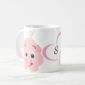 Niedlich Little Pink Piggy Mit Monogramm Kaffeetasse (Vorderseite Links)