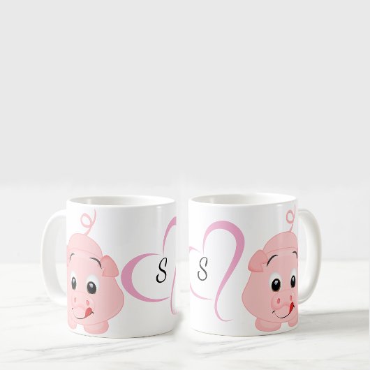 Niedlich Little Pink Piggy Mit Monogramm Kaffeetasse