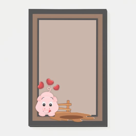 Niedlich Little Pink Piggy Post-it Klebezettel (Vorderseite)