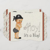 Niedlich Little Pirate Baby Dusche Einladung (Vorne/Hinten)