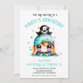 Niedlich Little Pirate Girl Turquoise Geburtstag D Einladung (Vorderseite)