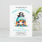 Niedlich Little Pirate Girl Turquoise Geburtstag D Einladung (Stehend Vorderseite)